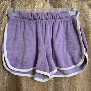 PINK Victorias Secret Lavender Purple Terry Cloth Varsity Booty Lounge Shorts XS
